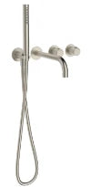 Procasa Vivo kit de finition pour thermostat de bain avec onduleur - bec de remplissage & baintte à main inclu - Brushed Nickel PVD - brossé mat PVD