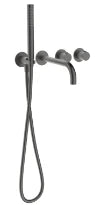 Procasa Vivo kit de finition pour thermostat de bain avec onduleur - bec de remplissage & baintte à main inclu - Gun Metal PVD - acier mat PVD