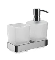 EMCO Loft, glashouder/zeepdispenser, glas gesatineerd, pomp kunststof, chr