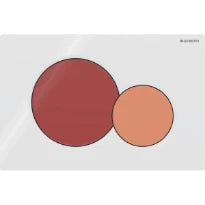 Plaque de déclenchement Geberit Sigma01 pour rinçage à 2 volumes - pour WC Bambini - Plaque  - blanc - Touche quantité totale  - rouge carmin - Touche quantité partielle  - orange