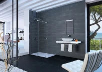 Huppe SD Xtensa carré Walk In 140-160/G H:2000 Quer Black Edition Verre clair