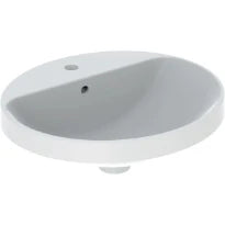 Geberit VariForm lavabo encastré ovale 500 x 450 mm - blanc - avec trou de robinet - avec trop-plein - face inférieure vitrée