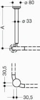 HEWI supp.fixé plafond ,A=600,ø33, BM1279,prév.du suicide,blanc de sécurité