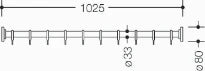 HEWI tringle à rideau ,ø33,L=1025, aimant, 10 anneau, blanc pur