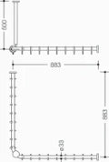 HEWI tringle à rideau , racc.,A1/2=883, supp.plafond A=500, blanc pur