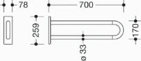 Hewi 801 barre d`appui ,L=700mm blanc de sécurité
