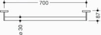 Hewi 900 barre de maintien , Ø30,L=700mm, poudré, noir mat