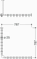 HEWI tringle à rideau , Ø25 A1/A2=783, 16 anneaux, chromé