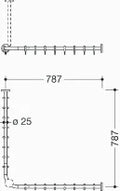 HEWI tringle à rideau , Ø25 A1/A2=783, 16 anneaux, poudre, blanc mat