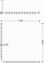 Hewi 900 tringle à rideau , Ø25 A1/A2=1183, 24 anneaux,brossée