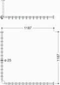 HEWI tringle à rideau , Ø25 A1/A2=1183, 24 anneaux, chromé