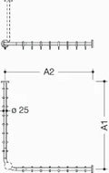 HEWI tringle à rideau , Ø25 A1/A2= variable, brossée