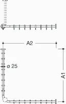 HEWI tringle à rideau , Ø25 A1/A2= variable, brossée