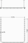 HEWI tring.à rideau ,Ø25,bross. A1/A3= 1183, A2=1167, 34anneaux