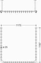 HEWI tring.à rideau ,Ø25,bross. A1/A3= 1183, A2=1167, 34anneaux