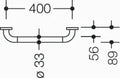 HEWI barre de maintien ,A=400mm, BM211.2 bleu acier
