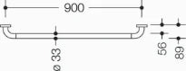 HEWI barre de maintien ,A=900mm, BM211.2 blanc pur