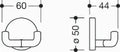 Hewi 477 crochet double,ø50mm,fixation avec rosace, blanc pur