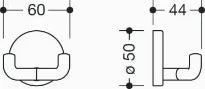 Hewi 477 crochet double,ø50mm,fixation avec rosace, blanc pur