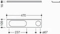 HEWI tablette 470mm,trou long,trou droite, poudre, gris foncé mat