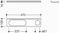 HEWI tablette 470mm,trou long,trou droite, poudre, gris foncé mat