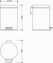 HEWI afvalemmer,roestvrij st.,5 liter, met voetbediening