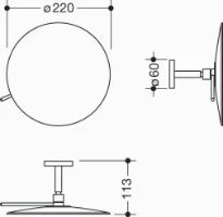 HEWI schminkspiegel, rond,onverlichte, zwart mat