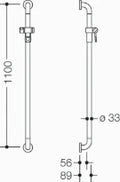 HEWI barre douchette av. coulisseau douche,A=1100,BM211.2, blanc pur