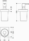 HEWI distr.d.savon (verre) av. support chromé