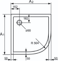 HABILLAGE HUPPE PURANO 120 - 90 o CM blanc pour 1/4 ronde