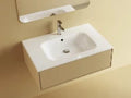 Procasa Klaire tablette en marbre artificiel avec 1 vasque central 800 x 460 mm - blanc brillant - robinetterie pré-percé