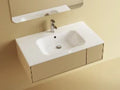 Procasa Klaire tablette en marbre artificiel avec 1 vasque central 900 x 460 mm - blanc mat - robinetterie pré-percé