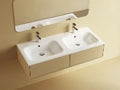 Procasa Klaire tablette en marbre artificiel avec 2 vasques 1200 x 460 mm - blanc mat - robinetterie pré-percé