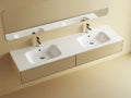 Procasa Klaire tablette en marbre artificiel avec 2 vasques 1800 x 460 mm - blanc mat - robinetterie pré-percé