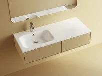 Procasa Klaire tablette en marbre artificiel avec 1 vasque à gauche 1200 x 460 mm - blanc brillant - robinetterie pré-percé