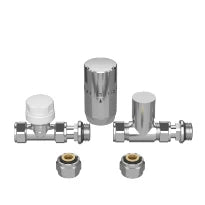 ProOne Radair set radiateur de raccordement 4 avec raccords droits réglables et raccord de transition avec O-ring - chromé