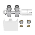 ProOne Radair set radiateur de raccordement avec bloc H thermostatisable droit + 2 raccords de transition avec O-ring + tête thermostatique + bouchon blanc mat