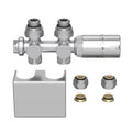 ProOne Radair set radiateur de raccordement avec bloc H thermostatisable droit + 2 raccords de transition avec O-ring + tête thermostatique + bouchon chromé