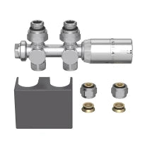 ProOne Radair set radiateur de raccordement avec bloc H thermostatisable droit + 2 raccords de transition avec O-ring + tête thermostatique + bouchon gris
