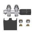 ProOne Radair set radiateur de raccordement avec bloc H thermostatisable droit + 2 raccords de transition avec O-ring + tête thermostatique + bouchon noir mat