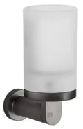 GESSI Emporio Accessories Porte-verre mural en verre satiné. Black Metal Brossé PVD