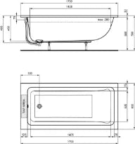 Ideal Standard La Dolce Vita baignoire acryl 1700 x 800 mm - blanc