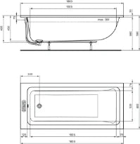 Ideal Standard La Dolce Vita baignoire acryl 1800 x 800 mm - blanc