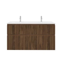 Procasa Klaire 65 - sous meuble lavabo avec 2 tirroirs 1200 x 435 x 650 mm - découpe double - walnut