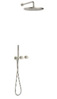 Procasa Vivo kit de finition pour thermostat de douche avec onduler & douchette & tête de douche 300 mm mural - Brushed Nickel PVD - brossé mat PVD