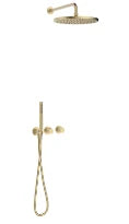 Procasa Vivo kit de finition pour thermostat de douche avec onduler & douchette & tête de douche 300 mm mural - Brushed gold PVD