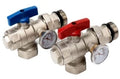Riifo UFH vanne à bille + thermomètre pour collecteur chauffage par le sol (set 2pcs) 4/4 x 4/4 - rouge/blue - raccord réversible équerré+droit  - prix par set
