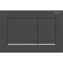 Plaque de déclenchement Geberit Omega30 pour rinçage à 2 volumes - noir mat laqué - revêtement facile à nettoyer - chromé brillant
