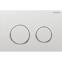 Plaque de déclenchement Geberit Omega20 pour rinçage à 2 volumes - laqué chromé mat - revêtement facile à nettoyer - chromé brillant