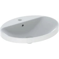 Geberit VariForm lavabo encastré ovale 600 x 480 mm - blanc - avec trou de robinet - avec trop-plein